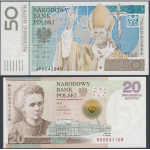 Zberateľské bankovky - Ján Pavol II. a M. Skłodowska-Curie (2ks)