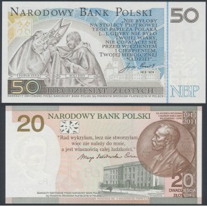 Zberateľské bankovky - Ján Pavol II. a M. Skłodowska-Curie (2ks)