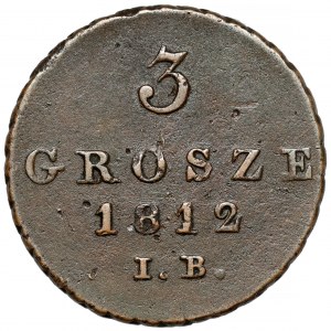 Varšavské vojvodstvo, 3 grosze 1812 IB - na dno