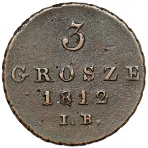 Duchy of Warsaw, 3 pennies 1812 IB - to the bottom