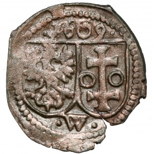 Žigmund III Vaza, jednostranný denár Wschowa 1609