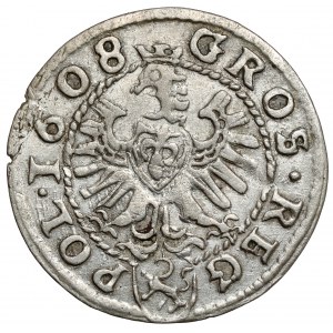 Sigismund III Vasa, Grosz Kraków 1608 - Kreuze aus Kugeln