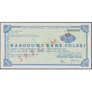 NBP travel cheque for PLN 1,000 - SPECIMEN