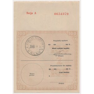 Zuweisung des Finanzministeriums (1939) - 100 PLN