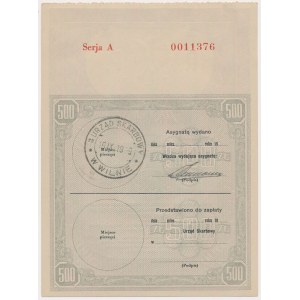 Zuweisung des Finanzministeriums (1939) - 500 Zloty