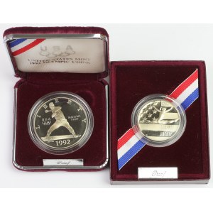 USA, 1 a 1/2 dolára 1992 - Olympijské hry, sada (2 ks)