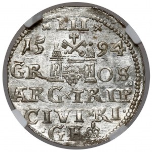 Zygmunt III Waza, Trojak Ryga 1594 - LI - lilijka