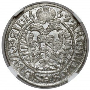 Sliezsko, Leopold I, 3 krajcary 1669 SHS, Wrocław