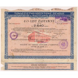 Warsaw, TKZ, Pledge letter 2,640 zloty 1936