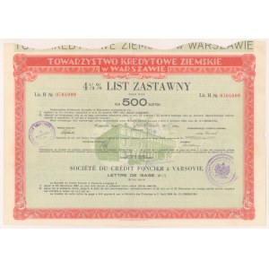 Warsaw, TKZ, Pledge letter 500 zloty 1935