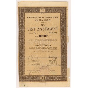 Łódź, TKM, Pledge letter 1,000 zloty 1933