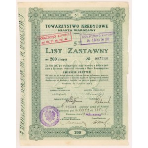Warszawa, TKM List zastawny 200 zł 1926