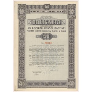 4% Fire. Consolidation 1936, Bond for 50 zloty