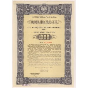 4.5% Poż. Wewnętrzna 1937, Obligacja na 1.000 zł - seria C