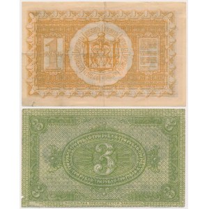 Rusko, Sibiř, 1 rubl 1918 a 3 rubly 1919 (2ks)