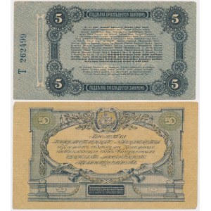 Jižní Rusko, 50 rublů 1919 a Ukrajina-Odessa, 5 rublů 1917 (2ks)