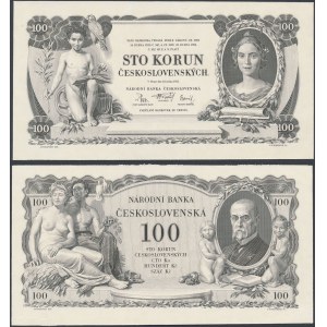 Československo, VZORKOVÝ TISK averzu a reverzu 100 korun 1931 (2 ks)