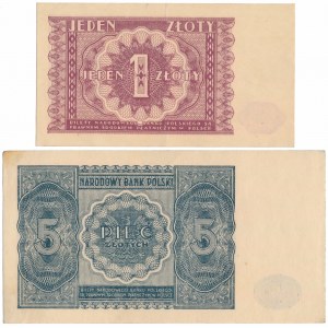 1 and 5 gold 1946 - set (2pcs)