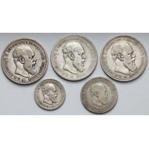 Russia, Alexander III, 25-50 kopecks and Ruble 1891-1894, set (5pcs)
