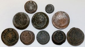 Russia, mainly Catherine II, Copper coin set (10pcs)