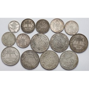 Rakousko a Maďarsko, 1-5 korun 1900-1913, sada (14ks)