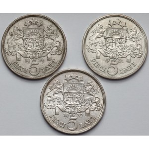 Latvia, 5 lati 1929-1932, set (3pcs)