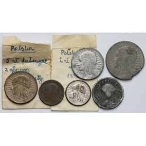 2-5 złotych, fałszerstwa z epoki, zestaw (6szt)