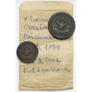 Galicia and Lodomeria, 1 and 3 pennies 1794, set (2pcs)