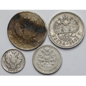 Rosja, 20-50 kopiejek i rubel 1812-1901, zestaw (4szt)