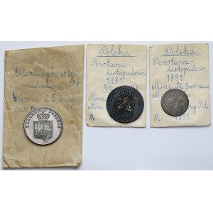 Novembrové povstanie, 3-10 grošov a 2 zloté 1831, sada (3ks)