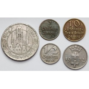 2-10 fenigů a 1/5 - 5 guldenů 1923-1932 - sada (5ks)