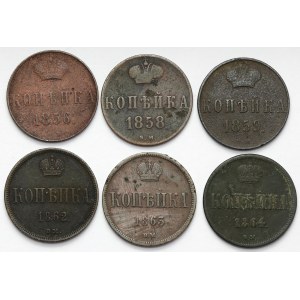 1 kopiejka 1856-1864 BM, Warsaw - set (6pcs)