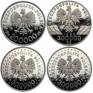 Próba NIKIEL 300.000 złotych 1991-1993 - zestaw (4szt)