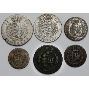 Principality of Warsaw, 1-10 pennies and 1/6-1/3 thaler 1811-1814 - set (6pcs)