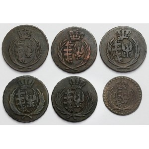 Duchy of Warsaw, 3-10 pennies 1810-1814 - set (6pcs)