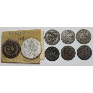 Principality of Warsaw, 1-10 pennies and 1/3 thaler 1811-1814 - set (8pcs)