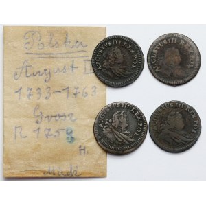 August III Saxon, 1753 pennies - set (4pc)