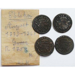 August III Sas, Grosze 1753 - zestaw (4szt)