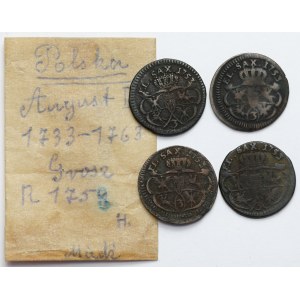 August III Saxon, 1753 pennies - set (4pc)