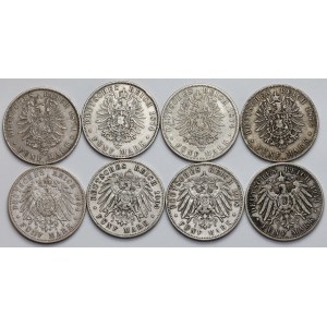 Germany, 5 marks 1874-1914 - set (8pcs)