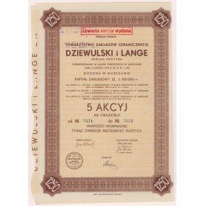 DZIEWULSKI &amp; LANGE Tow. Akc. of Ceramic Works, Em.3, 5x 250 PLN