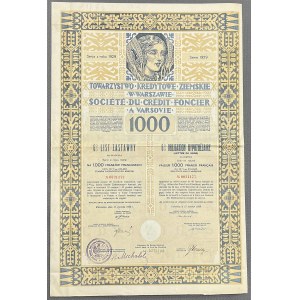 Warsaw, TKZ, Pledge letter 1,000 francs 1929