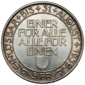 Švajčiarsko, 5 frankov 1939 - Strelecký festival v Luzerne