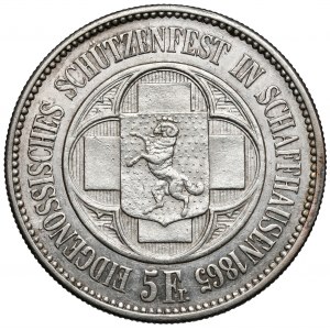 Švajčiarsko, 5 frankov 1865 - Strelecký festival v Schaffhausene