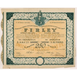 Lubelska Fabryka Portland Cementu FIRLEY, Em.2-3, 5x 50 zł 1928