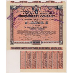 Polnisch-amerikanische Industrie- und Handelskammer UNION LIBERTY COMPANY in Polen, 2x 500 mkp 1920