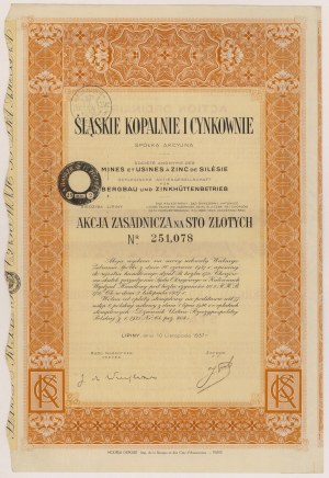Śląskie Kopalnie i Cynkownie, 100 zł 1937