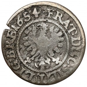 Sliezsko, Three Brothers, 1 krajcar 1654, Brzeg