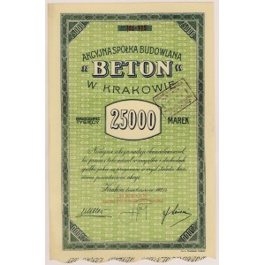 BETON Akc. Sp. Budowlana w Krakowie, 25.000 mkp 06.1921