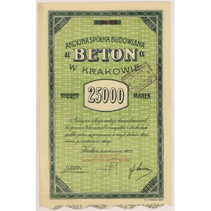 BETON Akc. Construction Sp. in Krakow, 25,000 mkp 06.1921